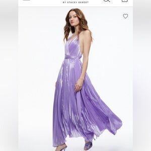 Alice + Olivia Arista Sleeveless Halter Neck Pleated Maxi Dress size 14